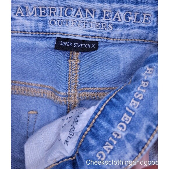 American Eagle Jegging Crop Distressed Light Wash Jeans Women's 0 Regular - Picture 7 of 8